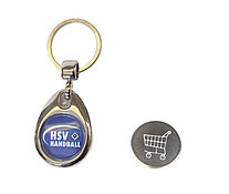 Metal key ring with trolley coin